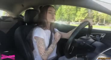 18 летняя брюнетка ласкает писюху в машине и дома на видеокамеру